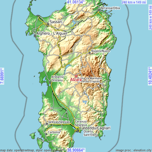 Topographic map of Atzara