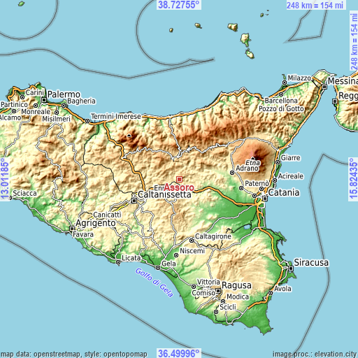 Topographic map of Assoro