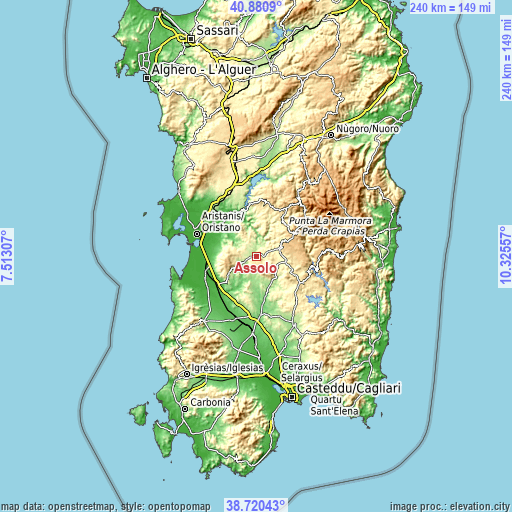 Topographic map of Assolo