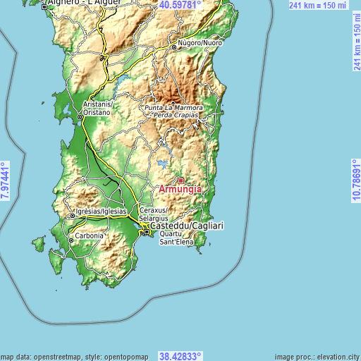 Topographic map of Armungia