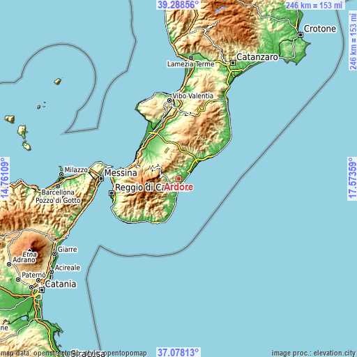 Topographic map of Ardore