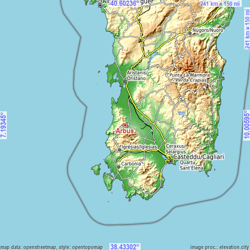 Topographic map of Arbus