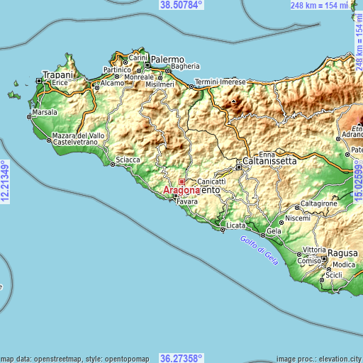 Topographic map of Aragona