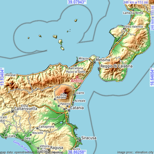 Topographic map of Antillo