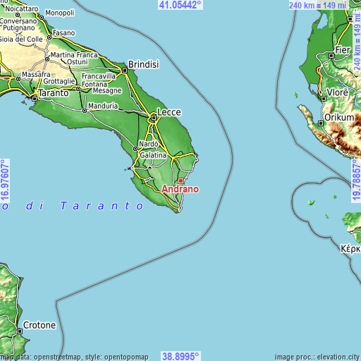 Topographic map of Andrano