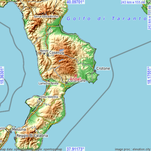 Topographic map of Andali