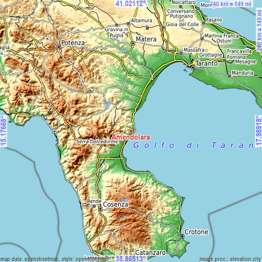 Topographic map of Amendolara