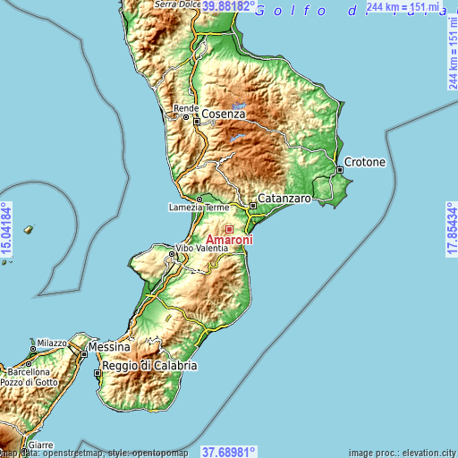 Topographic map of Amaroni