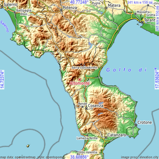 Topographic map of Altomonte