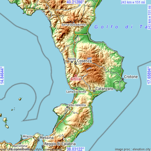Topographic map of Altilia