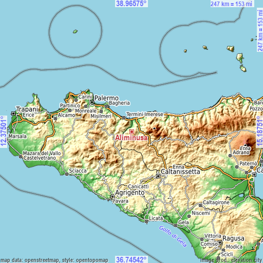 Topographic map of Aliminusa