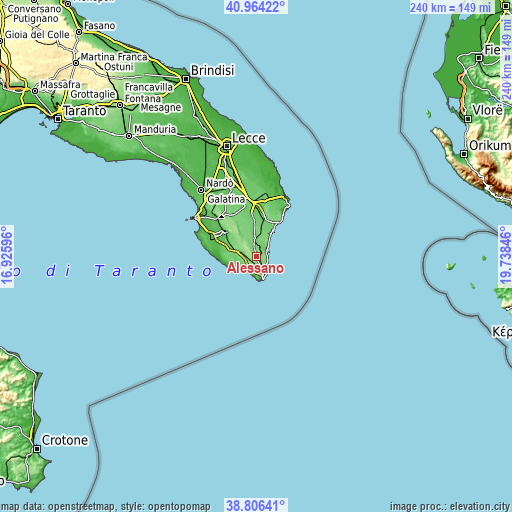 Topographic map of Alessano