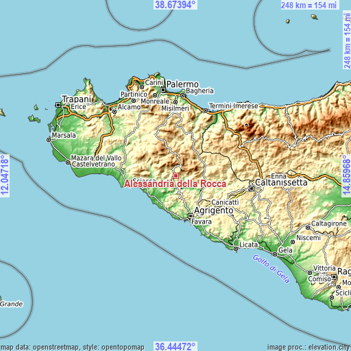 Topographic map of Alessandria della Rocca