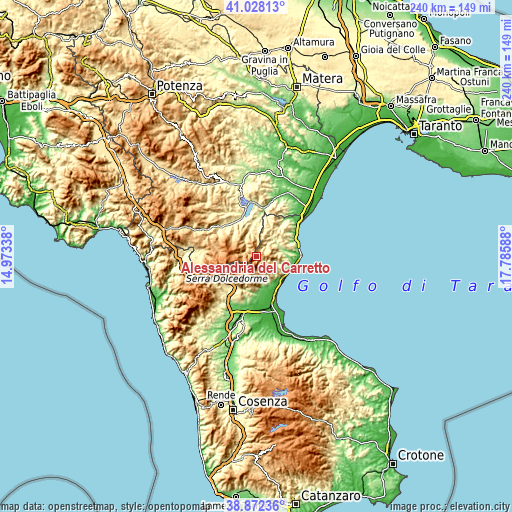 Topographic map of Alessandria del Carretto