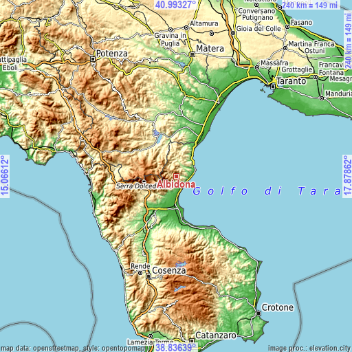 Topographic map of Albidona