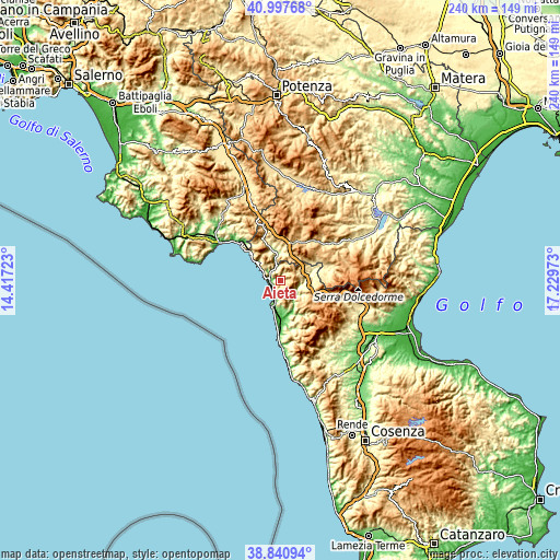 Topographic map of Aieta