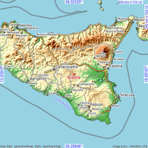 Topographic map of Aidone