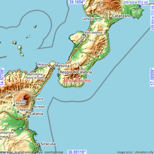 Topographic map of Africo Vecchio