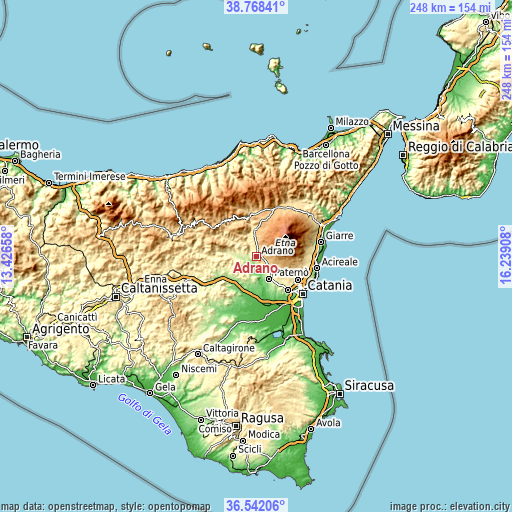 Topographic map of Adrano