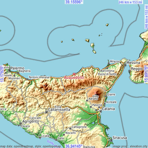 Topographic map of Acquedolci