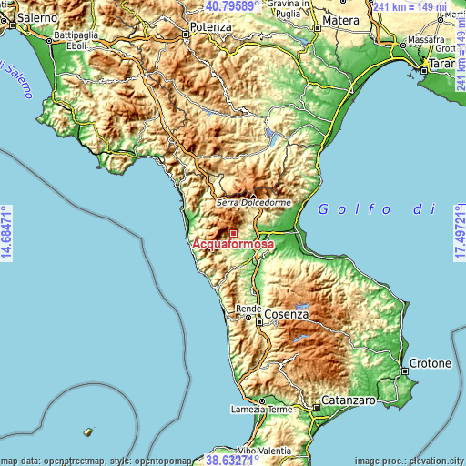 Topographic map of Acquaformosa