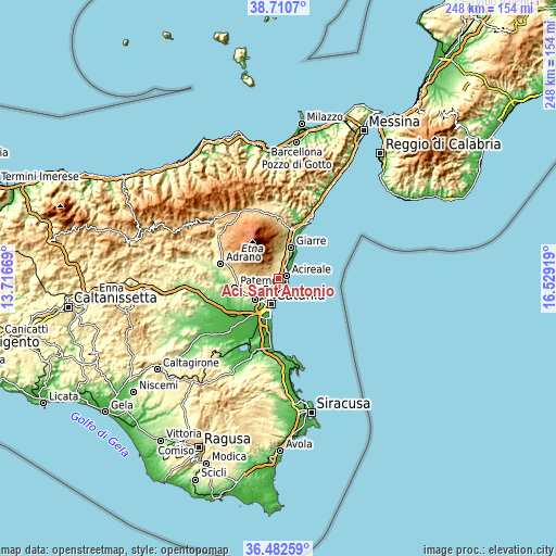 Topographic map of Aci Sant'Antonio