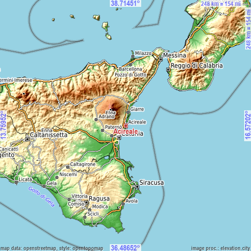 Topographic map of Acireale