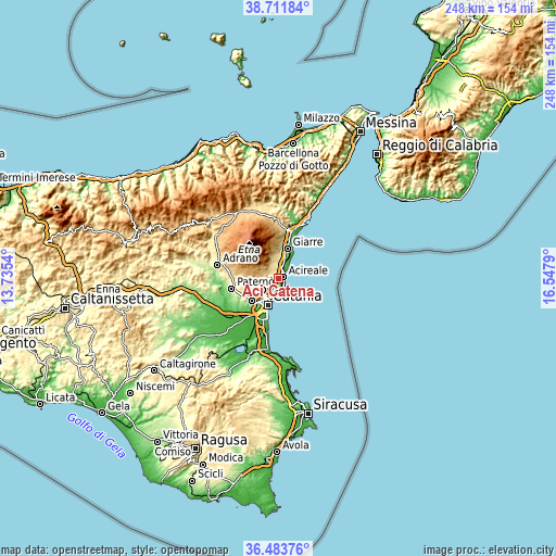 Topographic map of Aci Catena