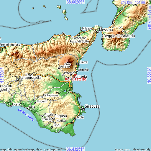 Topographic map of Aci Castello
