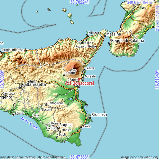 Topographic map of Aci Bonaccorsi