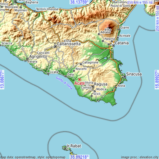 Topographic map of Acate