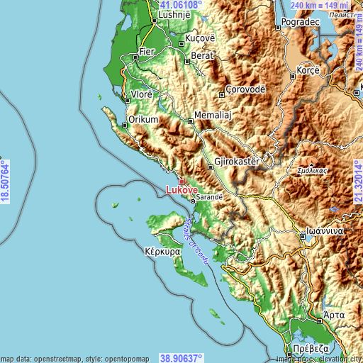 Topographic map of Lukovë