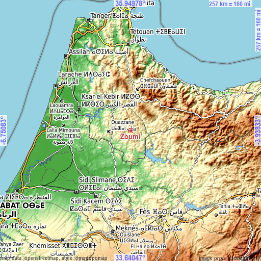 Topographic map of Zoumi