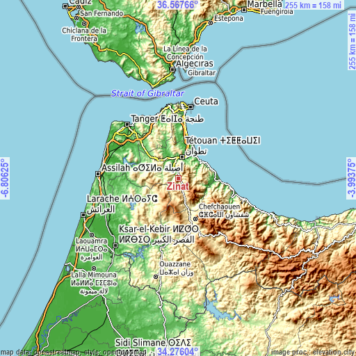 Topographic map of Zinat