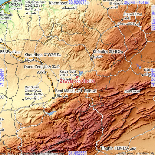Topographic map of Zawyat ech Cheïkh