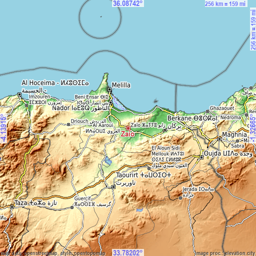 Topographic map of Zaïo