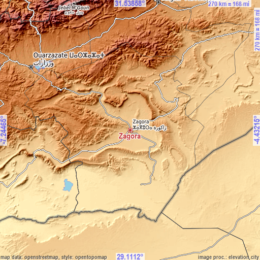 Topographic map of Zagora