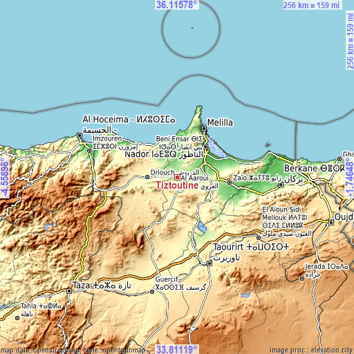 Topographic map of Tiztoutine