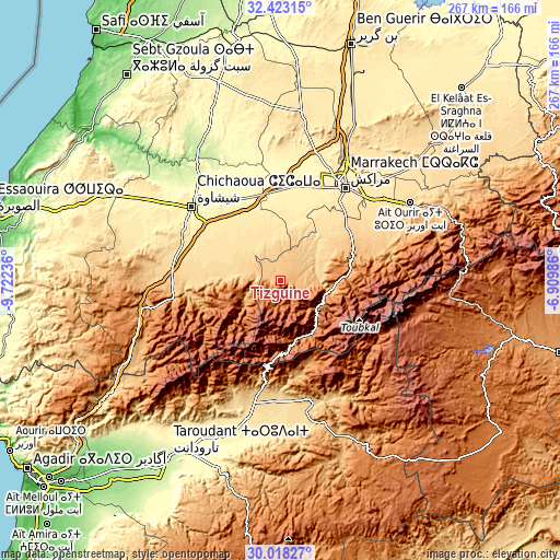 Topographic map of Tizguine