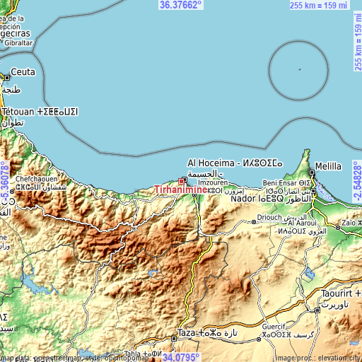 Topographic map of Tirhanimîne