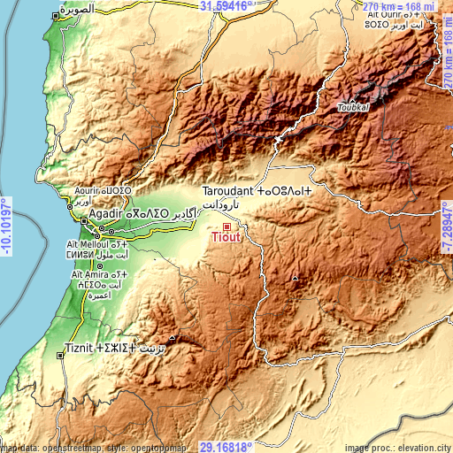 Topographic map of Tiout