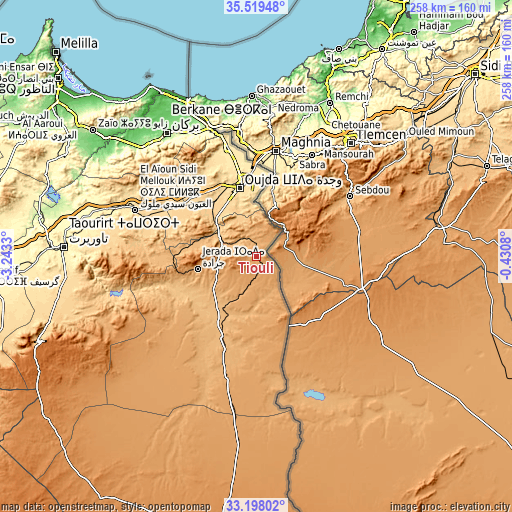 Topographic map of Tiouli