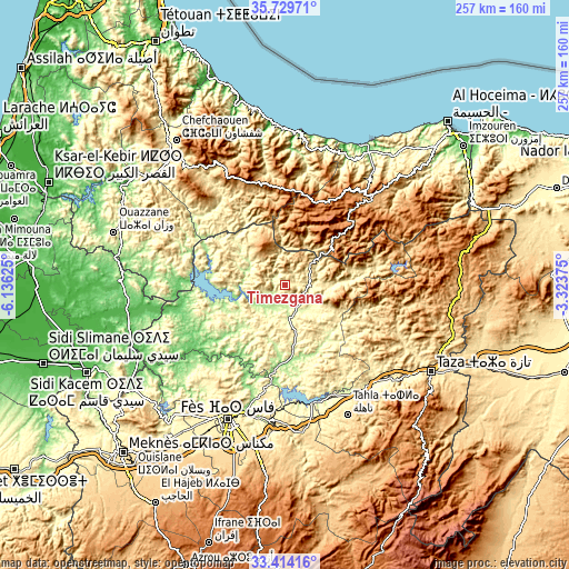Topographic map of Timezgana