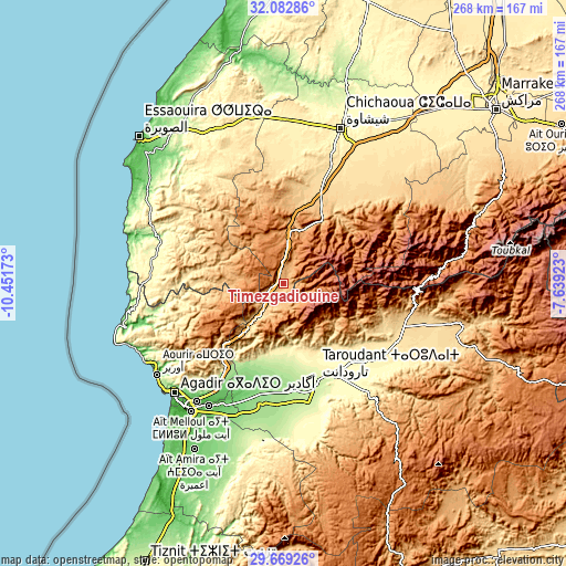 Topographic map of Timezgadiouine