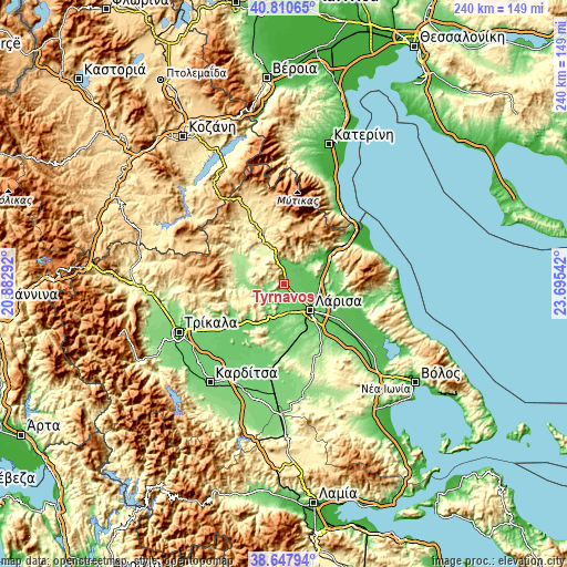 Topographic map of Týrnavos