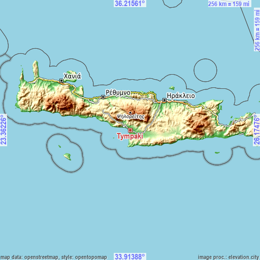 Topographic map of Tympáki