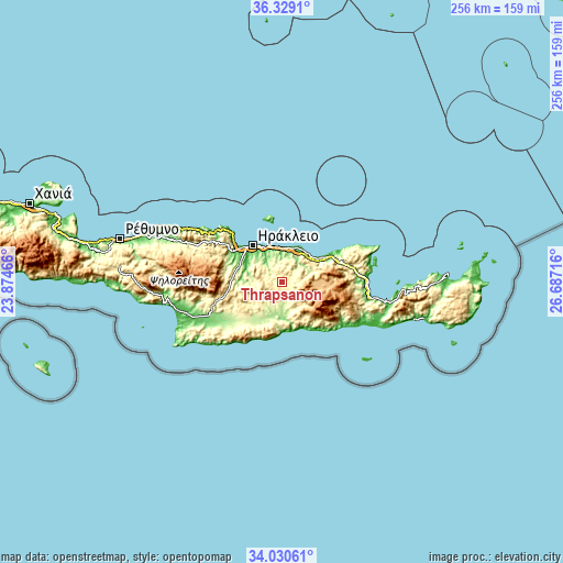 Topographic map of Thrapsanón