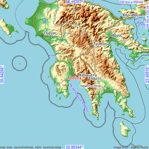 Topographic map of Thouría