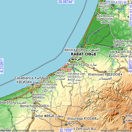 Topographic map of Temara