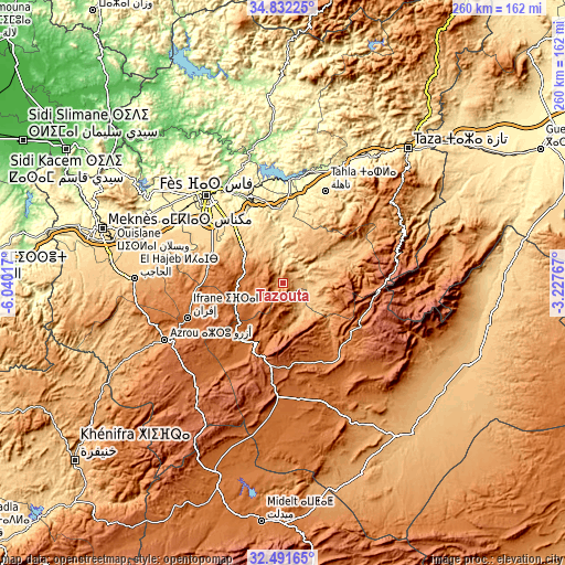 Topographic map of Tazouta
